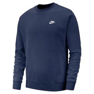 Nike MensPullover Crew Neck Sweatshirt Navy Blue with Stitched logo Size Small